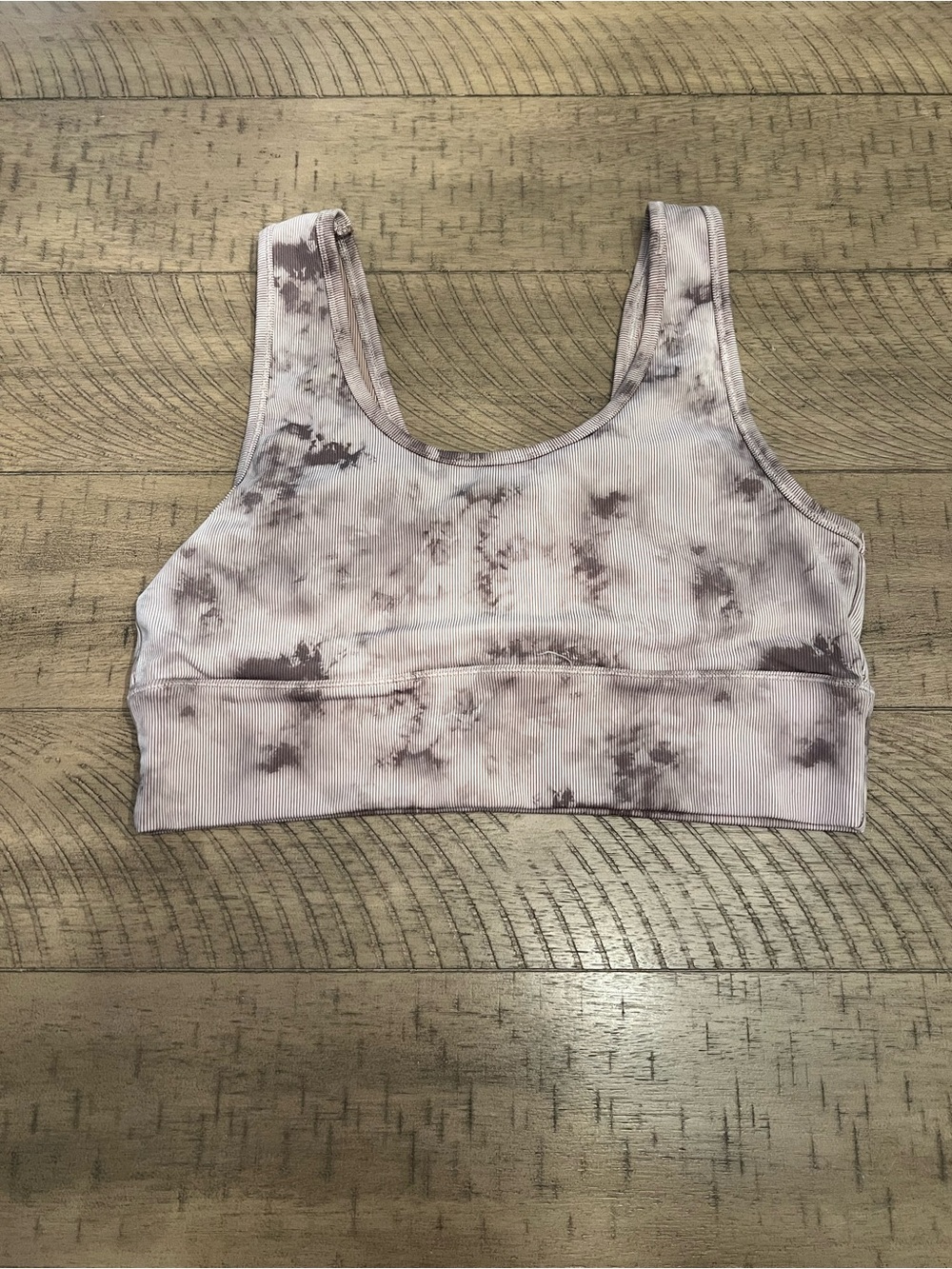 Women's Tie-Dye Ribbed Sports Bra - Light Taupe